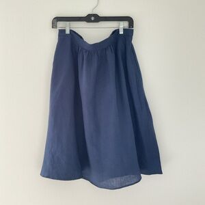 St Tropez West Elegant Navy Blue 100% LinenWomen's Skirt Flowy Boho Breathable